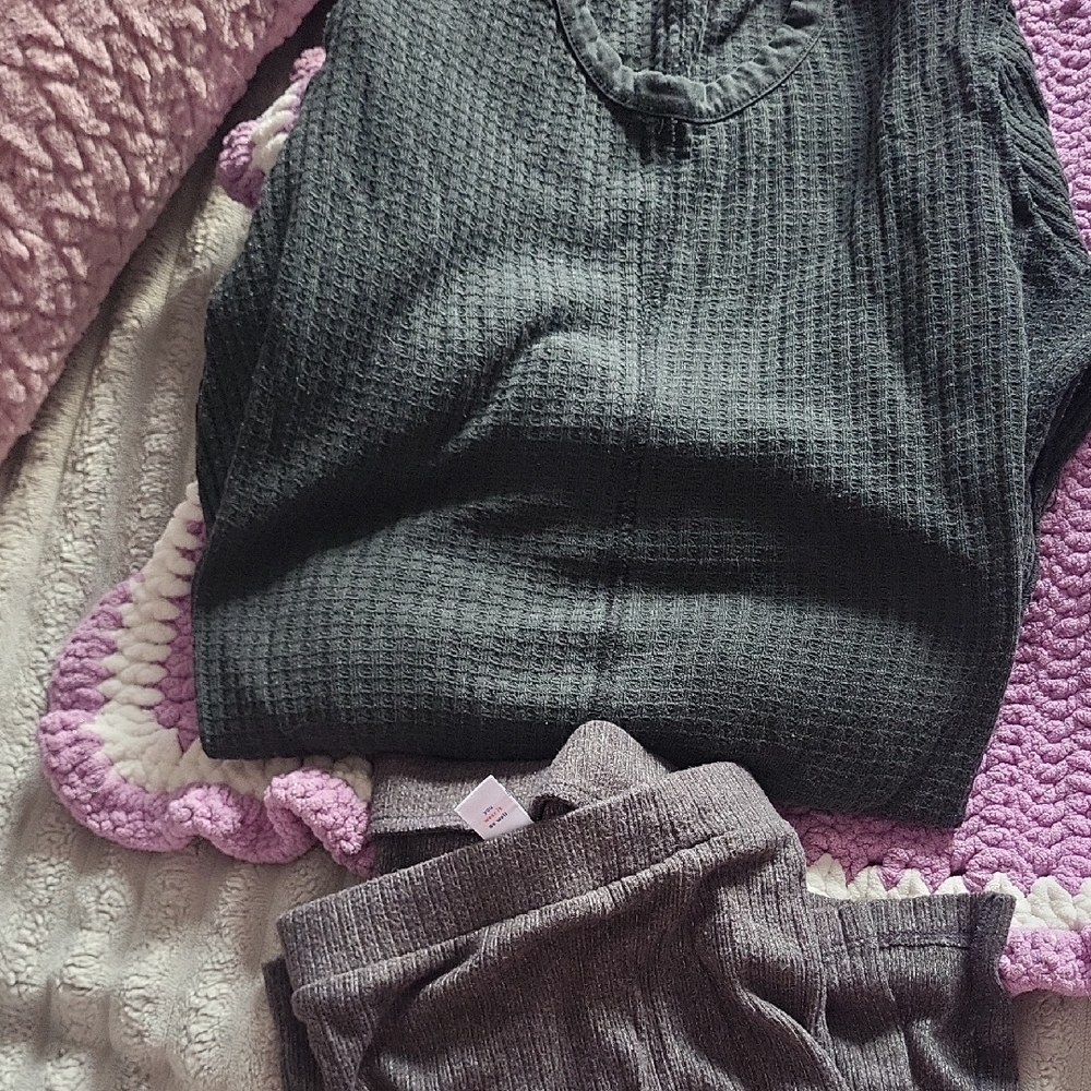 Waffle Knit Top and Pants Set